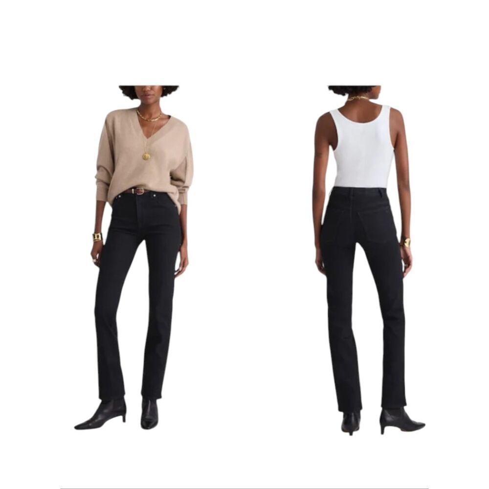 NWT Madewell The Longline Straight Jean Black Frost Size 31T